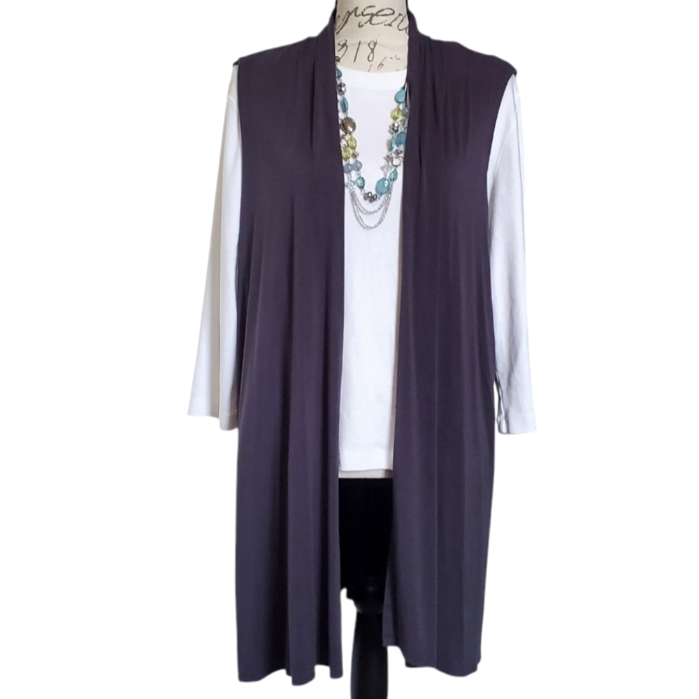 Azules Women's Open Front Long Layering Vest Size XL